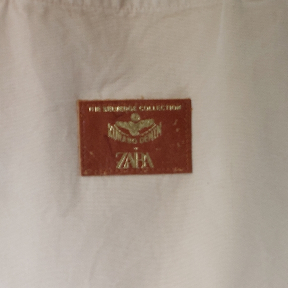 Zara Beige Tote Bag with Brown Leather Logo Patch at Front - Picture 3 of 9